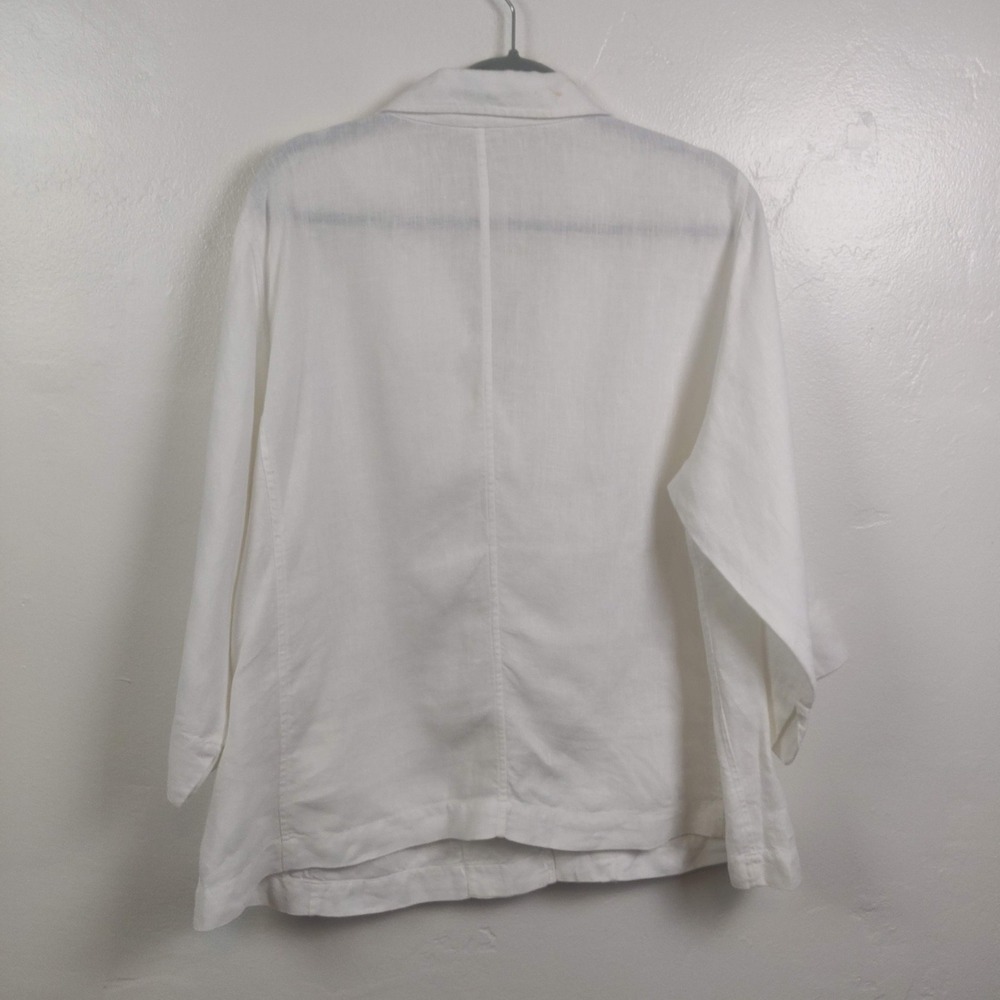 Eileen Fisher Linen Jacket Womens Plus Size 1X White Coastal Minimalist - Picture 5 of 8